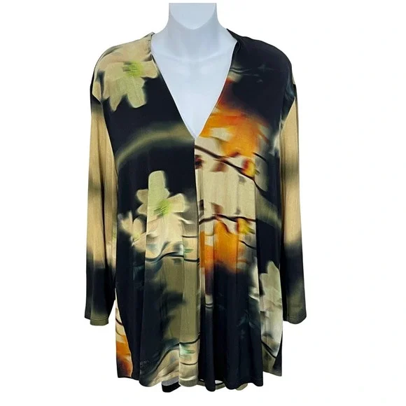 Alembika Manhattan V-Neck Tunic Top Floral Women's Size XL - Picture 2 of 6